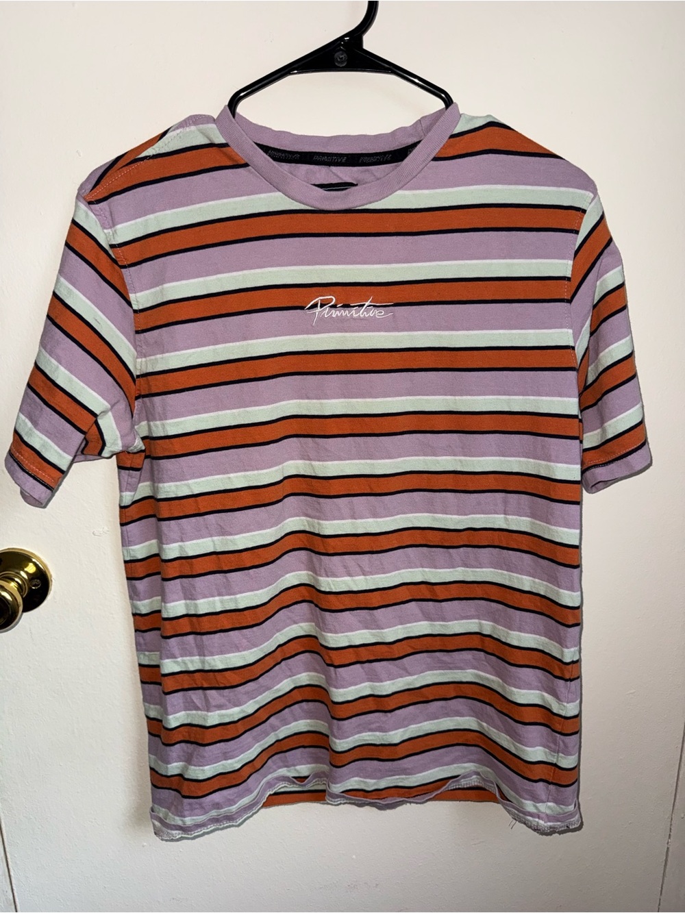 Primitive Men’s Lavender, Mint, & Orange Striped Tee